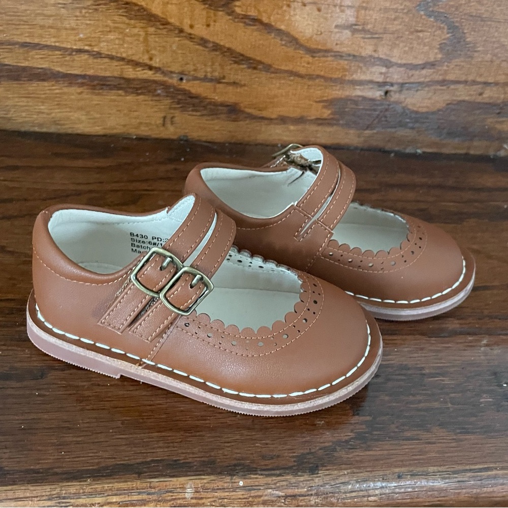 Felix & Flora Toddler Mary Jane Shoes Brown Double Strap Size 6 Girls